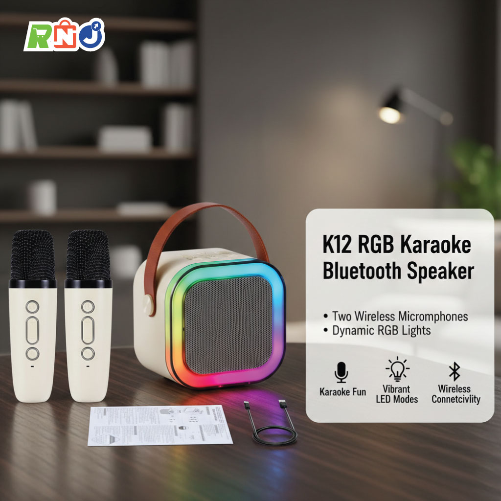 K12 RGB Karaoke Bluetooth Speaker with Two Microphone
