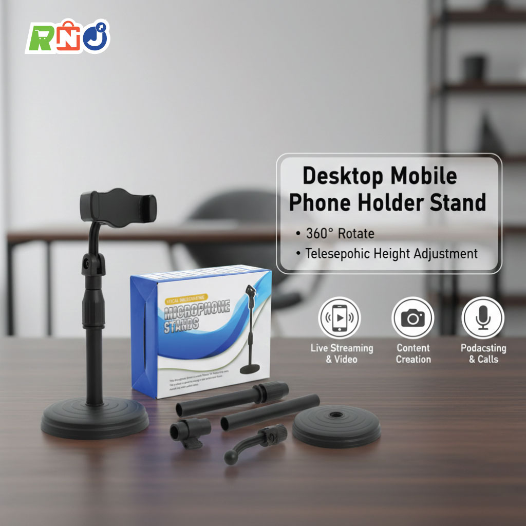Desktop Mobile Phone Holder Stand 360 Rotate For Live Streaming Shoot Youtube Tiktok Video Round Base Smartphone - Mobile Stand
